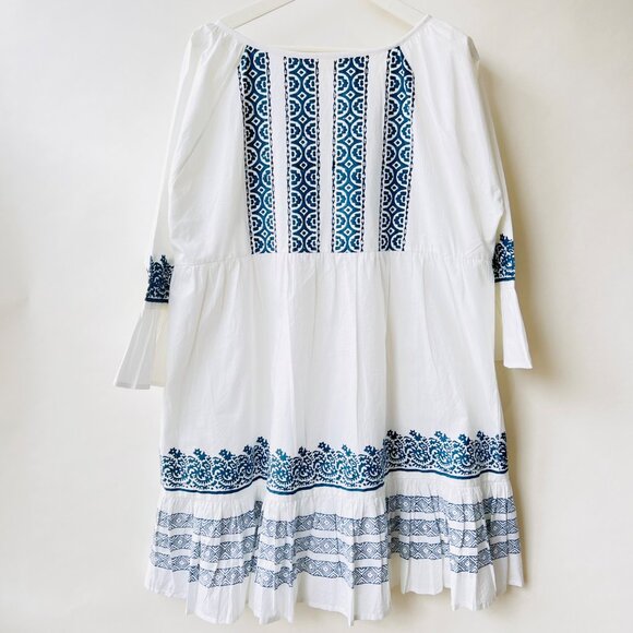 Roller Rabbit Mona Border Maricruz mini dress, white, blue , Size XL - Picture 3 of 9